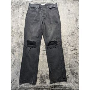 KanCan Button Fly Straight Leg Jeans Women's Size 11/29 Black Distressed